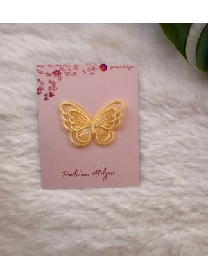 Parla'nın Atölyesi 0-3 Yaş Az Saçlı ve Saçsız Bebek Tokası Sarı Kelebek