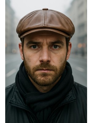 Hakiki Deri Parçalı Kasket Şapka