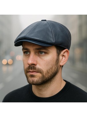 Hakiki Deri Parçalı Kasket Şapka