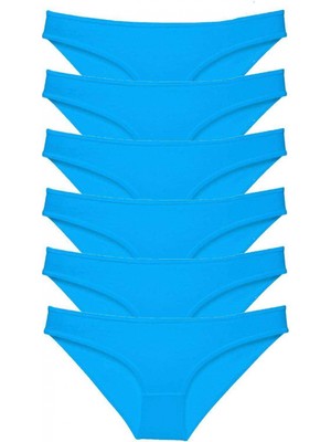Marsilyan 6 Adet Süper Eko Set Likralı Kadın Slip Külot Mavi
