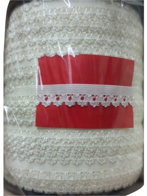 TeknoKapsül Çamaşır Lastiği Dantelli 1 cm 75 Metre 1 Top Kırık Beyaz