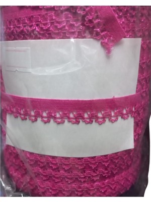 TeknoKapsül Çamaşır Lastiği Dantelli 1 cm 1 Metre Fuşya