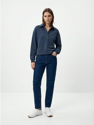 LTB Uzun Kollu Faded Fabric Lacivert Sweatshırt