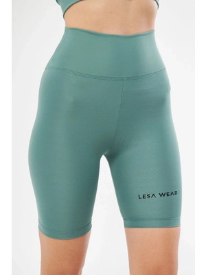Silerra Yüksek Bel Biker Sporcu Şort - Mint Yeşili