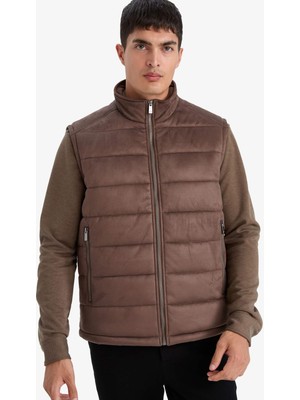 DeFacto Slim Fit Dar Kesim Dik Yaka Astarlı Süet YELEK F7753AX26SP