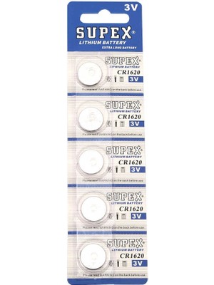 Supex CR1620 3V Lityum Düğme Pil 5'li Kart