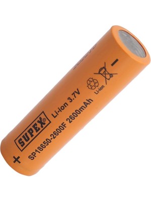 Supex 18650 3.7V 2600MAH Li-Ion Şarjlı Pil (Başsız)