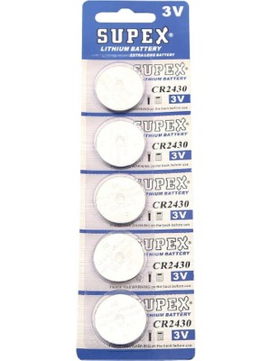 Supex CR2430 3V Lityum Düğme Pil 5'li Kart