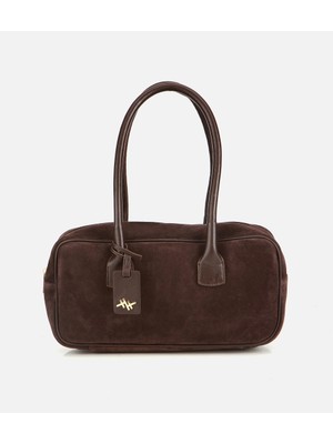 Hotiç Kadın Süet Deri Kahverengi Bowling Omuz Çantası