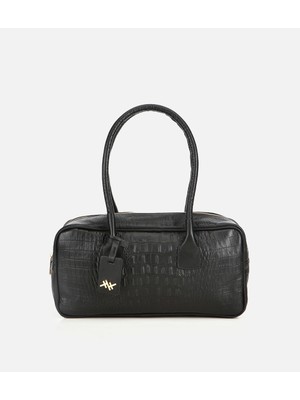 Hotiç 03CAH316920A100 KADIN Deri Siyah Bowling Omuz Çantası