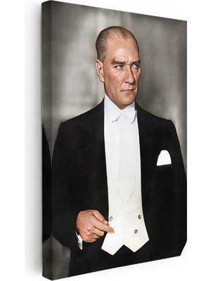 Tablofest Dikey Kanvas Tablo Atatürk Smokin Frak Beyaz Yelek Atatürk Tablosu Ev Ofis Duvar Dekoru