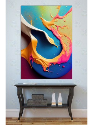 Mgi Design Neon Renk Patlaması Soyut Kanvas Tablo Canlı Boya Akımı Modern Duvar Dekoru Genç Odası Salon