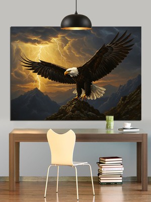 Mgi Design Kartal Uçuşu ve Şimşek Dekoratif Kanvas - Mdf Ahşap Tablo