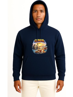 Bahriyeli Collection Kapüşonlu Izmir Özel Tasarım Göğüs Baskılı Unisex Sweatshirt
