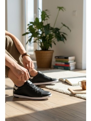 Enoch Erkek Günlük Spor Ayakkabı Düz Tabanlı Sneaker Perfore Delikli Klasik Court Modeli
