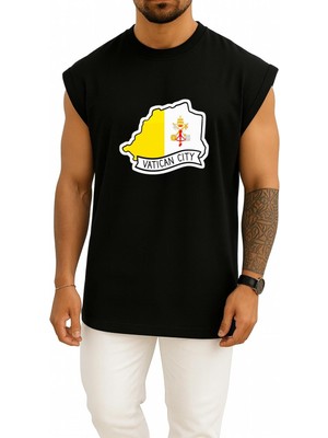 Bahriyeli Collection Oversize Vatikan Papa Göğüs Baskılı Atlet