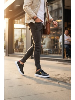 Enoch Erkek Günlük Spor Ayakkabı Kalın Tabanlı Sneaker Yan Etiketli ve Dikişli Sokak Modeli