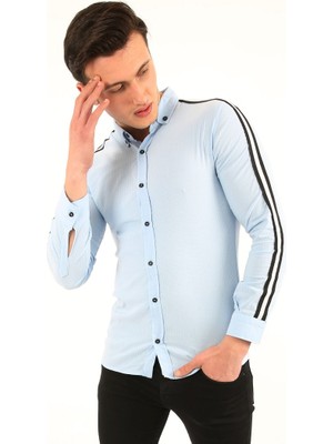 buğrahayalin Erkek Günlük Kolları Çizgili Gömlek