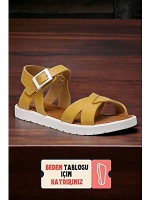Ponchiq Hardal Sarı  Çocuk Sandalet Yumuşak Doku ve Ortopedik Taban ile Konforlu Kullanım