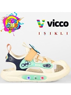 Vicco Rocket Kız Çocuk Ortopedik Işıklı Spor Sandalet Eva Tabanlı Hafif ve Konforlu