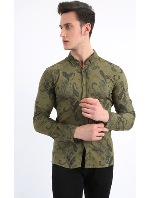 buğrahayalin Erkek Günlük Full Likralı Desenli Gömlek