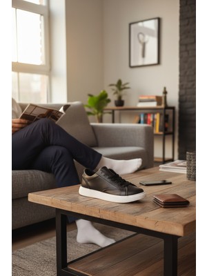 Enoch Erkek Günlük Spor Ayakkabı Düz Tabanlı Sneaker Mat Dokulu ve Sade Basic Model
