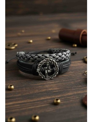 BSN Store 2 Adet Irlanda Haçı Tasarım Hakiki Deri Bileklik Moda Bileklik