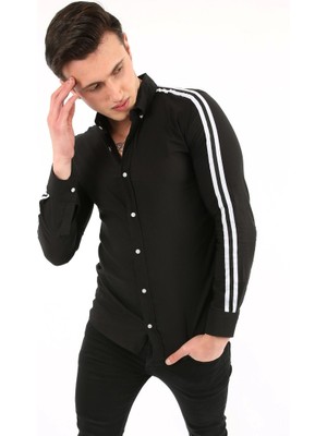 buğrahayalin Erkek Günlük Kolları Çizgili Gömlek