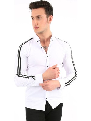 buğrahayalin Erkek Günlük Kolları Çizgili Gömlek