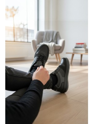 Enoch Erkek Günlük Spor Ayakkabı Kalın Tabanlı Sneaker Geometrik Logolu ve Dikişli Model