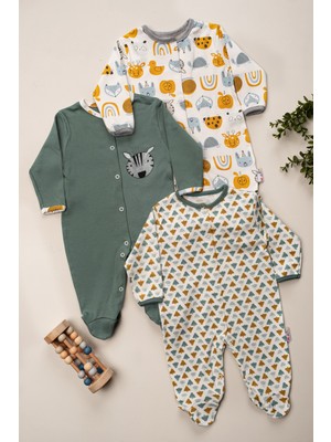 Bebek Desenli Mevsimlik Pamuklu Yenidoğan 3-6-9 Ay 3’lü Kıyafet Tulum Seti Uyku Tulumu