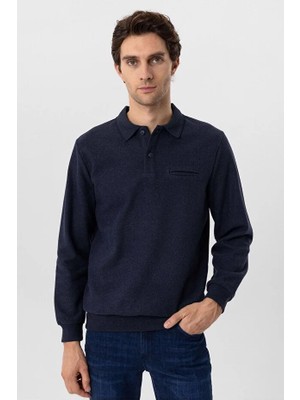 Süvari Rahat Kalıp Polo Yaka Düz Triko Kazak