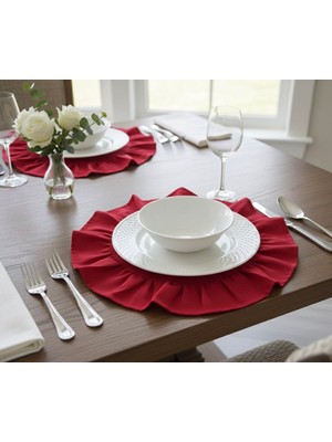 Doğa Teks Home Kırmızı Fırfırlı Supla (2 Adet)