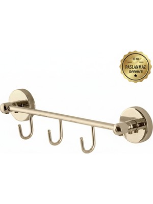Premium Pirinç Karina Üçlü Askılık Gold