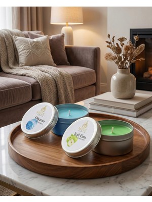 Mete Mum Okyanus & Yeşil Elma Aromalı 2'li Set Metal Mum