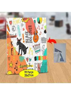 Asilmeydan Çizimsel Kara Köpek 99 Parça Puzzle Yapboz Tablo-48126553