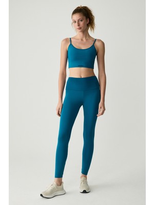 Grimelange Nana Kadın Toparlayıcı Yüksek Bel Strech Sportwear Mavi Tayt