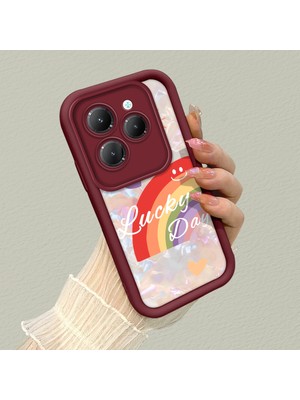 HONTINGA Infinix Hot 40 Pro ile Uyumlu Kılıfı Düşüme Önleyici Basitlik Anti Düşme Kamera Korumali Gökkuşağı Kalbi Bordo Desen Yumuşak Silikon Telefon Kılıfı Kadın ve Erkek Için Uygundur K2-7126