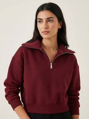Okka Moda Üç İplik Şardonlu Fermuarlı Sweatshirt