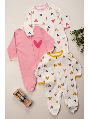 Kız Bebek % 100 Pamuklu Patikli Mevsimlik Tulum 3-6-9 Ay