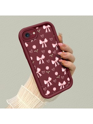 HONTINGA iPhone 7 ile Uyumlu Kılıfı Düşüme Önleyici Basitlik Anti Düşme Kamera Korumali Saç Bantı Knotu Bordo Desen Yumuşak Silikon Telefon Kılıfı Kadın ve Erkek Için Uygundur K2-7123