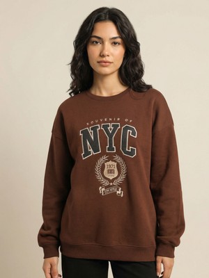 Okka Moda NYC Nakışlı Sweatshirt