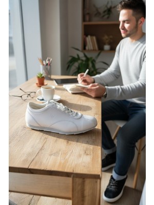 Enoch Erkek Günlük Spor Ayakkabı Ince Tabanlı Sneaker Minimalist Logolu Ofis ve Rahat Yürüyüş Modeli