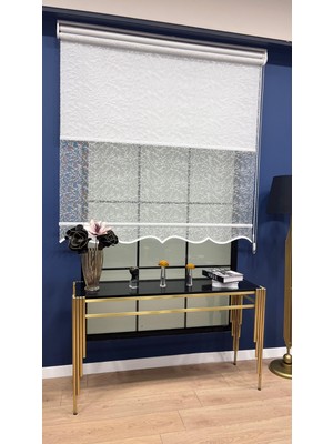 Volper Mekanik VP2013 Çift Mekanizmalı Tül ve Stor Perde Dal Desenli Ekru