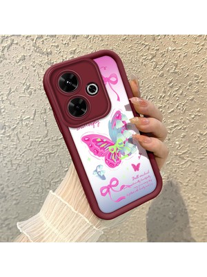 HONTINGA Poco M6 ile Uyumlu Kılıfı Düşüme Önleyici Basitlik Anti Düşme Kamera Korumali Saç Bantı Knotu Bordo Desen Yumuşak Silikon Telefon Kılıfı Kadın ve Erkek Için Uygundur K2-7123