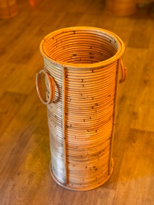 Doğal Rattan Vazo 60 cm Bohem Dekoratif Salon Ofis Işyeri Dekorasyon Bambu Vazo Ahşap Şemsiyelik