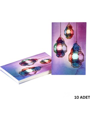 Roco Paper Co. Ramazan Fener Temalı Hediye ve Tebrik Kartı, 10 Adet, Ambalaj ve Paketleme Etiketi, 6x8 cm