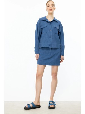 On Triko Yandan Cepli Şort Etek 54203