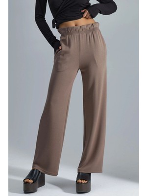 Hiccup Kadın Modal Dokulu Lastikli Bel Düz Paça Pantolon Berşan Collection Kahve Kahvesi