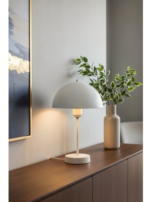 Roma Abajur Beyaz Ayak - Beyaz Kuka / Beyaz Şapka